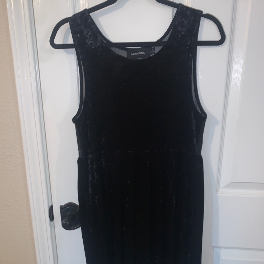 MINKPINK Black Velvet Fit and Flare Dress